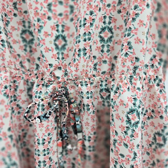 Monteau Southwest White Pink Green Bohemian Multipattern Girls Dress Size 10/12 - Picture 2 of 7